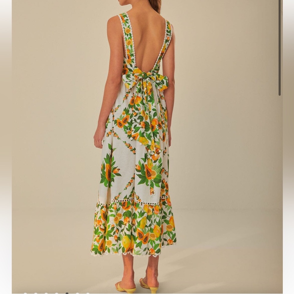 NWT FARM Rio Papaya Salad Scarf Off-White Knit Maxi Dress. Size XS - Picture 2 of 16